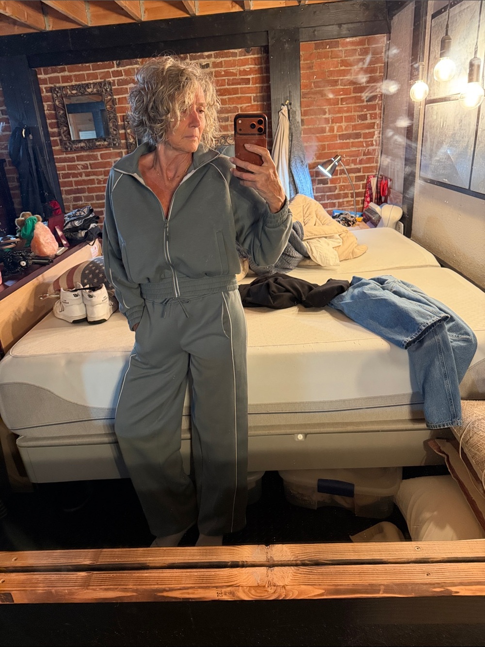 Avia Sage Green Wide-Leg Jogger Suit Casual Comfort 4-6